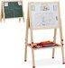 Relaxdays Schoolbord Kinderen - Krijtbord & Whiteboard - Verstelbaar - Hout