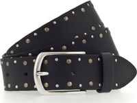 MUSTANG Leren Riem Rivet Leather Belt W100 Black Zwart