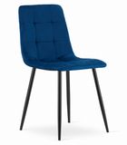 Leobert Eetkamerstoel KARA Donkerblauw – Velvet Bekleding, Zwarte Metalen Poten, Modern, Ergonomisch Design, Max. 120 kg