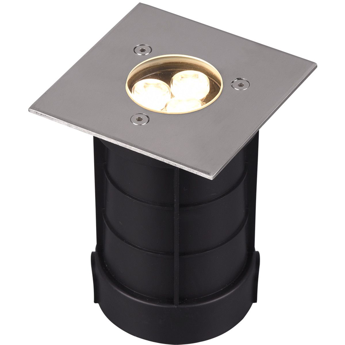 BES LED Trion Baliyi Grondspot - Vierkant - 3W - Warm Wit - RVS - Mat Nikkel