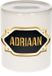 Bellatio Decorations Shoppartners Bv Spaarpot met voornaam Adriaan - wit - met goud/zwart embleem - 8 x 9 cm - keramiek