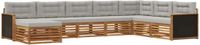 vidaXL - Hoek loungeset - 8 zitplekken - Naturel en lichtgrijs - Massief Acacia Hout