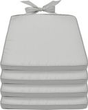 Beautissu Pia – Set van 4 Stoelkussen Buiten 45x40 cm – Licht Grijs – Zitkussen met Lint