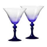 KROSNO Martiniglazen met kobaltblauwe steel | Set van 2, 170 ml | Bubble Celebration Moments collectie | Loodvrij kristal | Ideaal cadeau