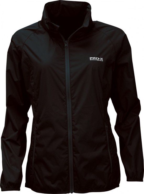 Pro-X Elements Zwarte lichtgewicht dames regenjas Packable 4XL