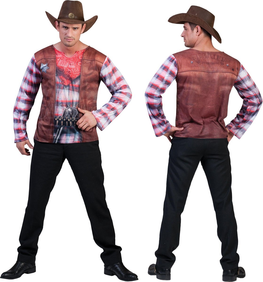 Funny Fashion Cowboy & Cowgirl Kostuum | 3d T-Shirt Cowboy | Man | Maat 64 | Carnaval kostuum | Verkleedkleding