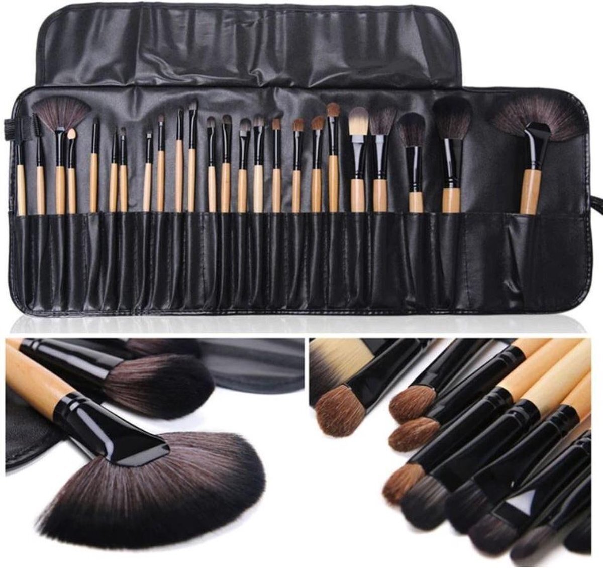 pippashop 24-delige make-up kwasten set in lederlook etui