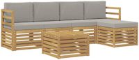 vidaXL - Bank loungeset - 5 zitplekken - Wit en lichtgrijs - Polyester - Inclusief tafel