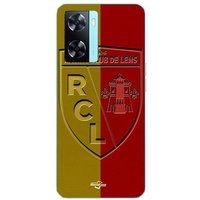 Maniacase Hoesje Oppo A57s 4G RCL LENS Logo geel en rode achtergrond