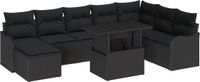 vidaXL - Tuinbank - Set - 5 zitplekken - Zwart - Polyrattan