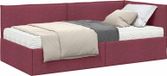 Cadre de lit d'angle avec matelas 2 pièces Rouge vin 90 x 200 cm Velours