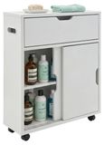 Meuble bas blanc en MDF avec portes coulissantes 67x17x52 cm