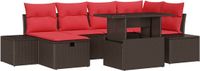vidaXL - Tuinbank - Set - 7 - st - Bruin - poly - rattan