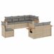 vidaXL 8-delige Loungeset met kussens, polyrattan, beige