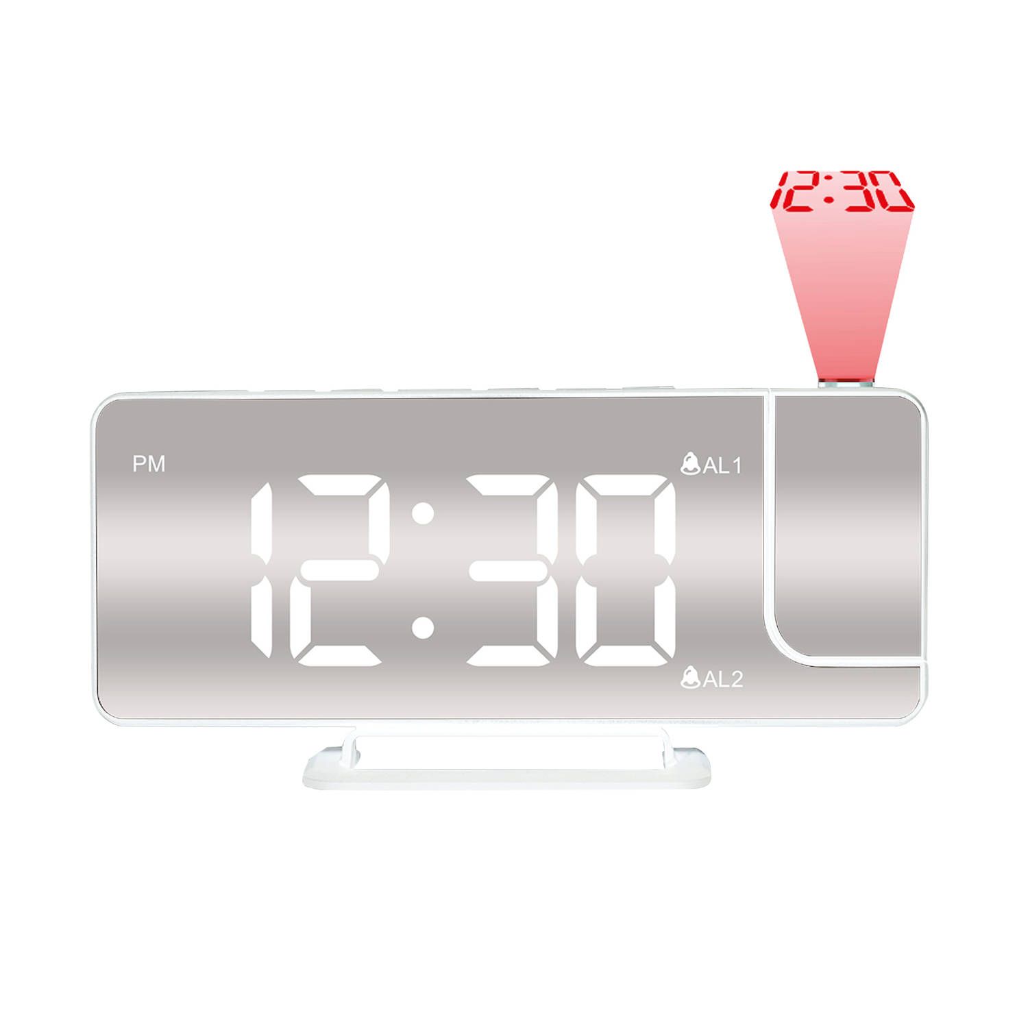 Luxime - Digitale Wekker met Projectie - Wit - Kunststof - 8720254968575