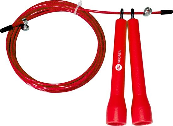 RS Sports Springtouw verstelbaar rood - Speedrope geschikt voor Crossfit l Fitness l Boksen