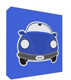Feel Good Art Canvas foto op frame met stabiele voorkant in moderne illustratiestijl, Epoque sportwagen, 14,8 x 21 x 2 cm, blauw