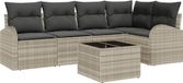 vidaXL - Canapé - 6 - pièces - Gris clair - Polyester
