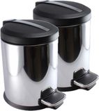 Gerimport Bol 2x stuks RVS vuilnisbakken/pedaalemmers 5 liter 27 cm - Kleine prullenbakken