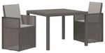 Table de jardin 3 pièces gris clair PP