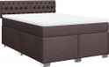 vidaXL Boxspring met matras stof donkerbruin 160x200 cm