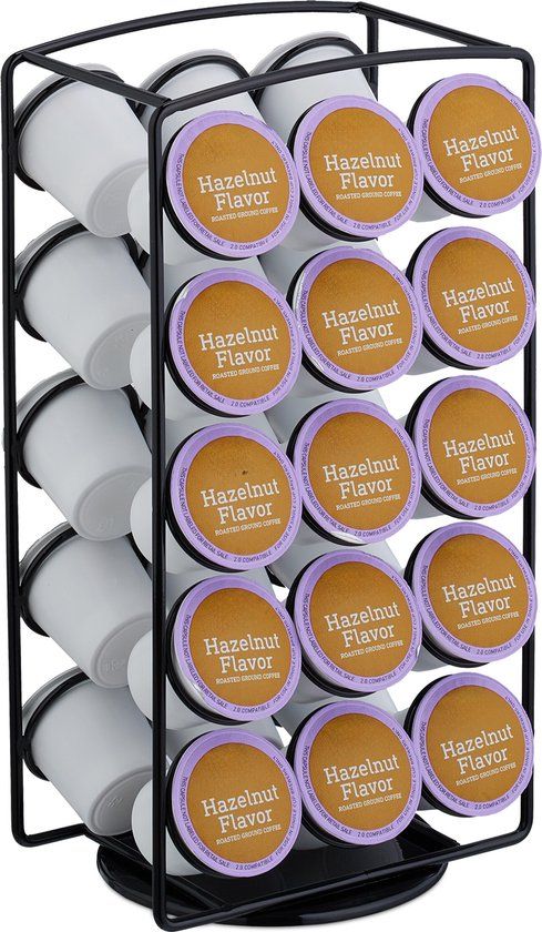 Merkloos Relaxdays capsulehouder, draaibaar, voor 30 Keurig K-cups, zwart