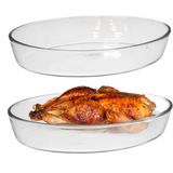 Marinex Ovenschaal van borosilicaat glas - 2x - ovaal - 4.0 Liter - 39 x 27 x 6 cm - serveerschaal