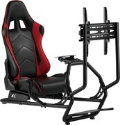 NanoRS RS160 Racing simulator cockpit 3 in 1 speelstoel met kunstlederen bekleding - Stuurwiel standaard TV-beugel tot 50" Max. Vesa 400x400