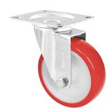 WAGNER Soft zwenkwiel - diameter 100 mm, bouwhoogte 125 mm, verzinkt staal, rood/wit, aanschroefplaat 85 x 105 mm, draagkracht 75 kg - 04680001