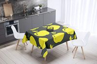 Bonamaison Tafelkleed, Anti-Mold, Sneldrogend, Waterdicht, 100% Polyester Tafellaken, Neon Geel, Rook, 140 x 140 Cm