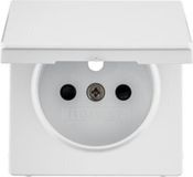 Berker Q. Plaque frontale pour prise de courant avec contact de protection, avec cache et cache pour données de contact, blanc