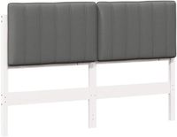 vidaXL - Gestoffeerd hoofdbord met hoofdeinde - Wit en Lichtgrijs - 135 cm