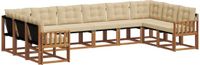 vidaXL - Hoek loungeset - 10 zitplaatsen - Natuurlijk en beige - Acacia hout