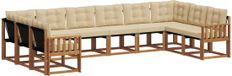 vidaXL - Hoek loungeset - 10 zitplaatsen - Natuurlijk en beige - Acacia hout