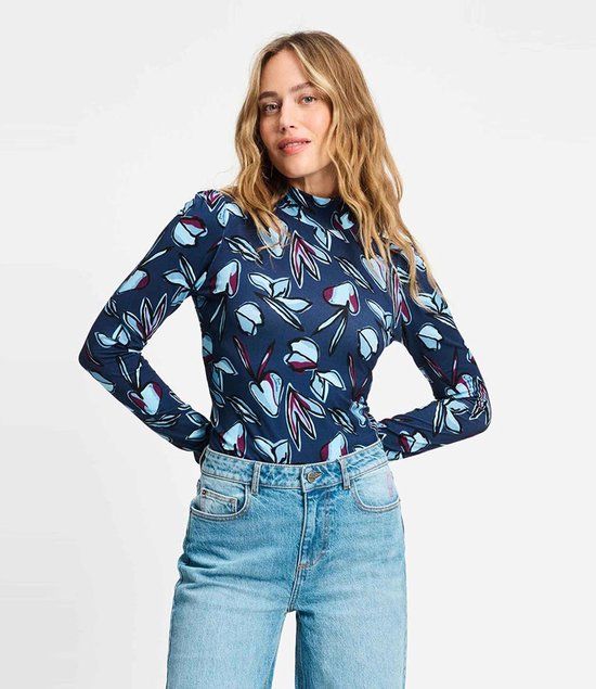 POM Amsterdam Turtleneck Dashing Nights - Blauw - Maat 34 - Viscose - Lange mouw - Vrouwen - Herfst/Winter 2025