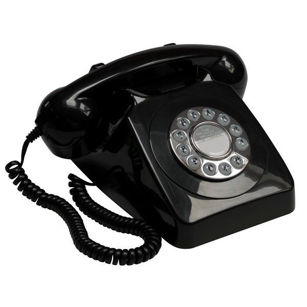 GPO 746PUSHBLA Retro Telephone - Black - Wired - Desk Phone