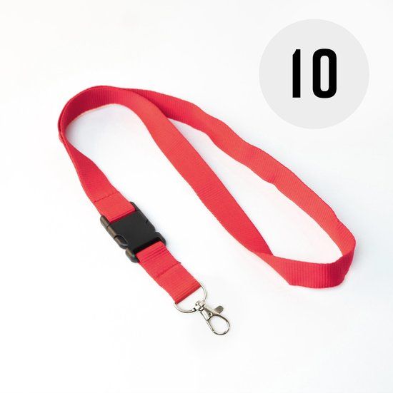 Rood keycord - 10 stuks - 50.5 cm