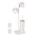 Merkloos Relaxdays Wc-rolhouder staand - wc borstel en houder - reserverolhouder - rvs - wit