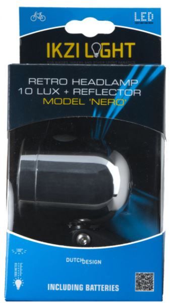 Ikzi Nero Retro Koplamp - LED - Batterij - Chroom