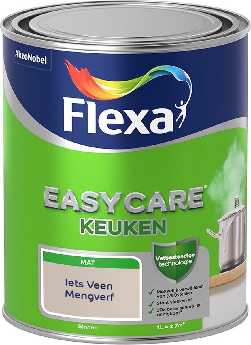 FLEXA Easycare Muurverf - Keuken - Mat - Iets Veen - 1 liter - 8711113212120
