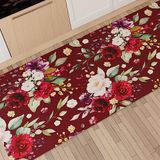 PETTI Artigiani Italiani - Keukentapijt, loper, keukenloper, antislip en wasbaar, 52 x 180 cm, bloemenpatroon 07, bordeaux, 100% Made in Italy