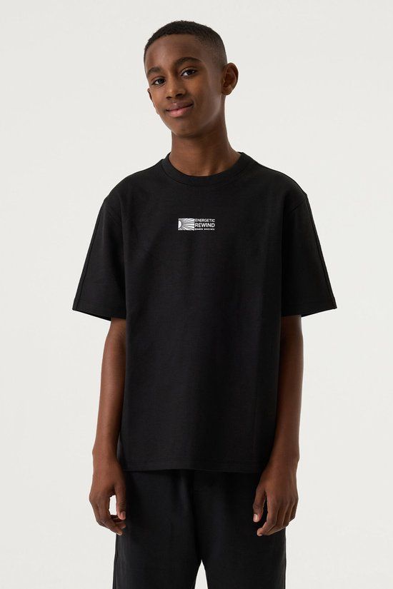 Garcia Jongens Tekst Print T-shirt Zwart Korte mouw