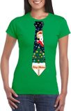 Bellatio Decorations Shoppartners Bv Fout kersttrui t-shirt - groen - met kerstboom stropdas print - voor dames M