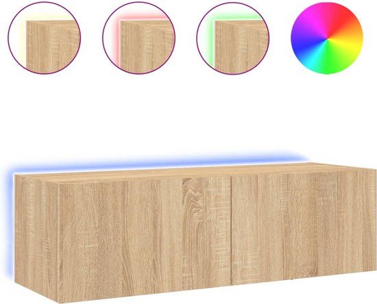 vidaXL Tv-wandmeubel met LED-verlichting 100x35x31 cm sonoma eiken