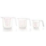 Lacor Set van 3 maatbekers 250, 500 en 1000 ml, afmetingen in ml, kopjes en ounces, stapelbaar, polypropyleen gecoat, BPA-vrij, vaatwasmachinebestendig