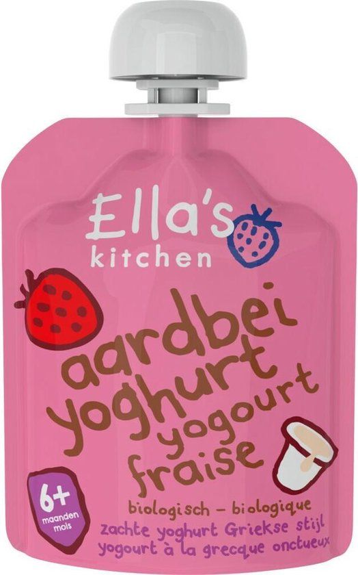 Ella's Kitchen Yoghurt Griekse Stijl Aardbei 6+ m 90 gr
