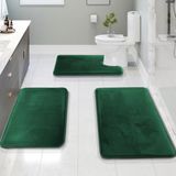 Clara Clark Memory Foam Badmatten - Extra zacht, antislip en absorberend - Set van 3 - Klein/Groot/Voorgevormd, Hunter Green