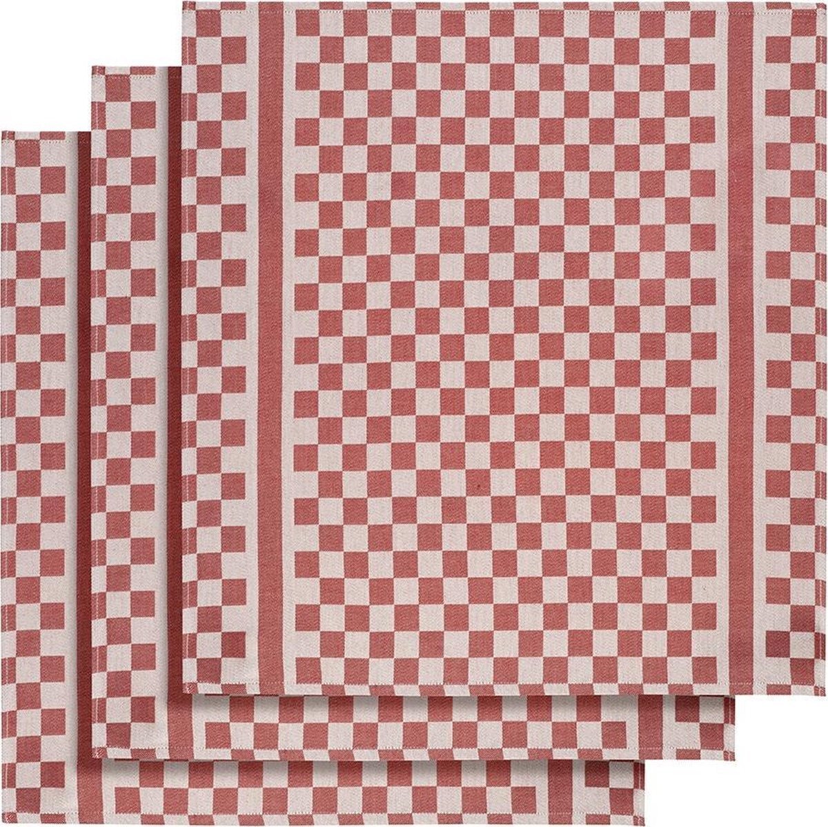 De Witte Lietaer Keukenhanddoek 65x70 Cm Katoen Wit/rood 3 Stuks