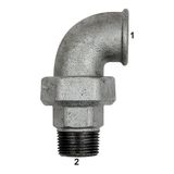 Schroefverbinding RIEGLER Schroefverbinding boog 98, conisch dichtend, IG/AG, Rp 2 1/2, R 2 1/2, bedrijfstemperatuur. -20 °C tot 300 °C, zwart gehard gietijzer vuurverz.