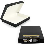 Lineco Zwart openklapbaar archieffolio, opbergdoos, 23 x 30 cm, zuurvrij met metalen rand (Set van 2 stuks)